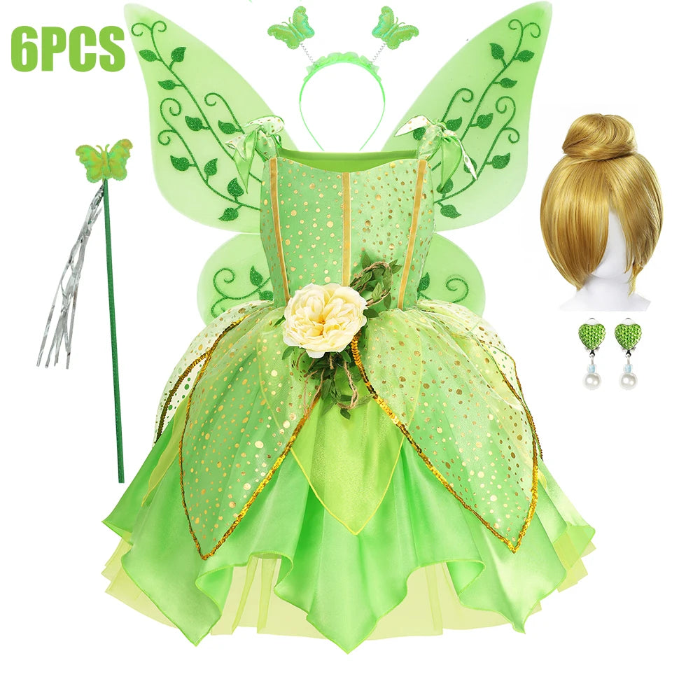 NovibebeCo. Girls Green Fairy Princess Halloween Costume with Wings