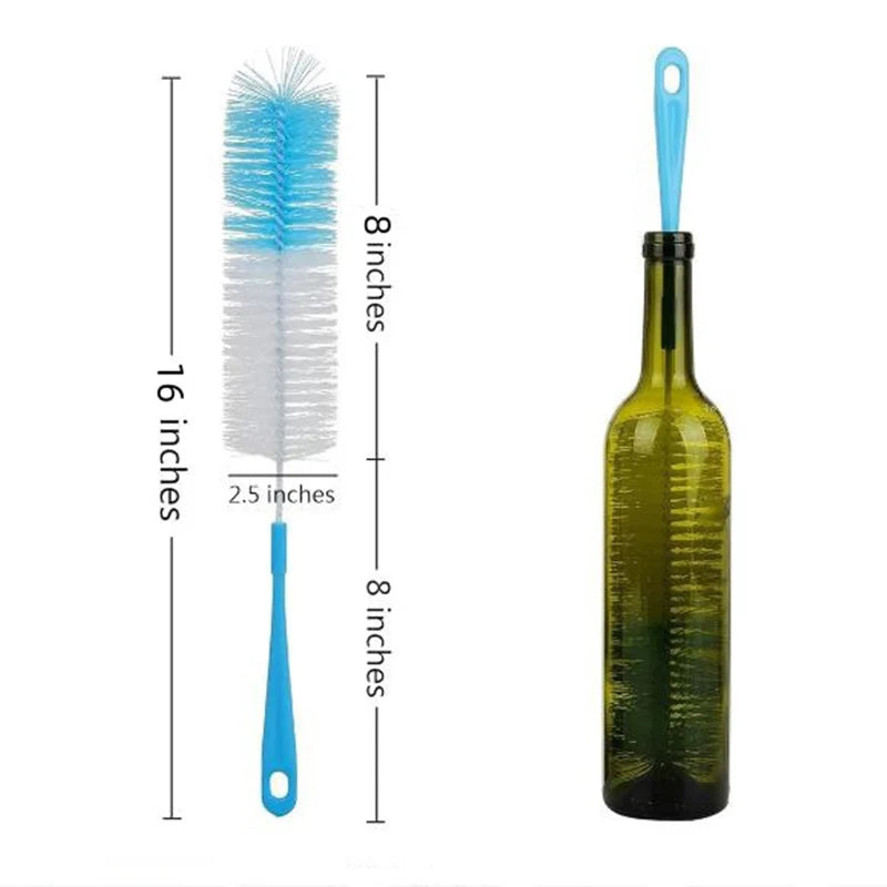 16” Long Bottle Brush Cleaner For Washing Wine/Beer/Sport Well/Thermos/Glass and Long Narrow Neck Sport Bottles Vacuum Flasks