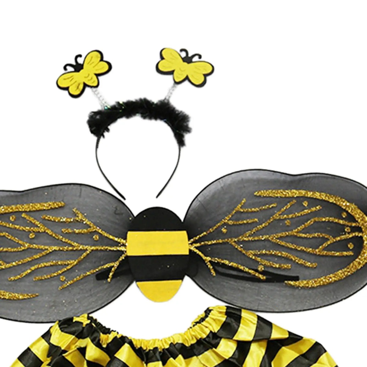 NovibebeCo. Kids Bee Halloween Costume Set - Dress, Wings, Headband & Wand