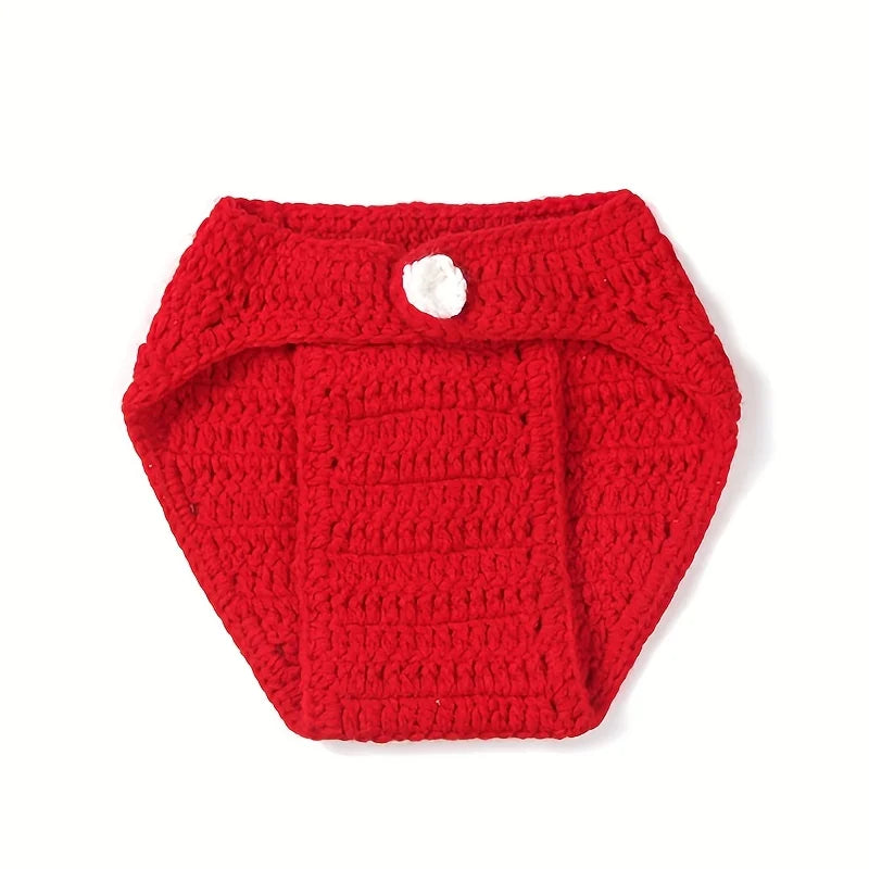 NovibebeCo. Newborn Mouse Crochet Costume & Photo Prop Set - Hat & Diaper Pants