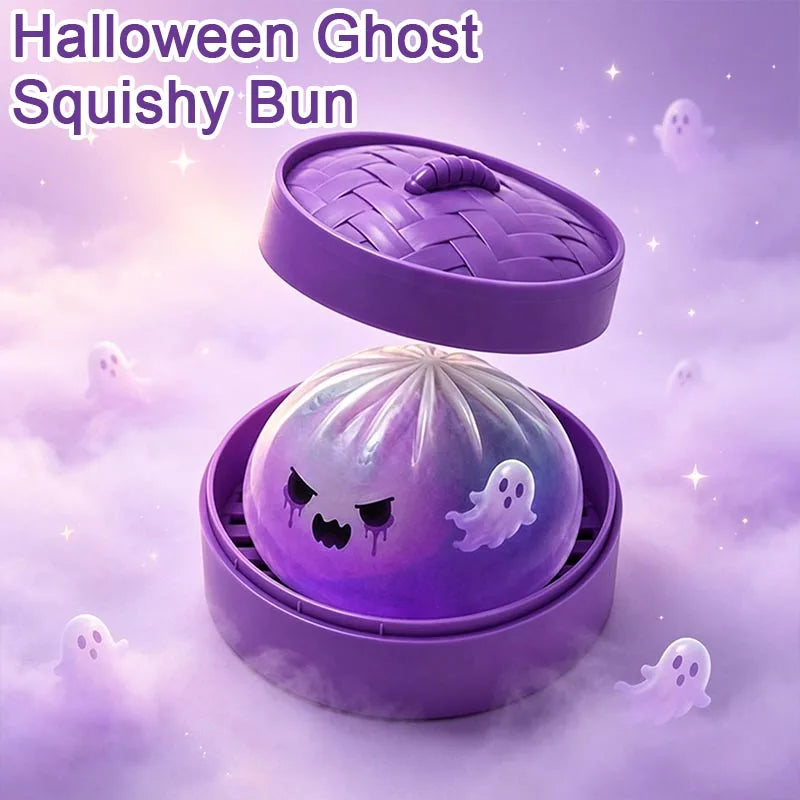 Halloween Ghost Bun Squishy — Slow-Rise Fidget Toy