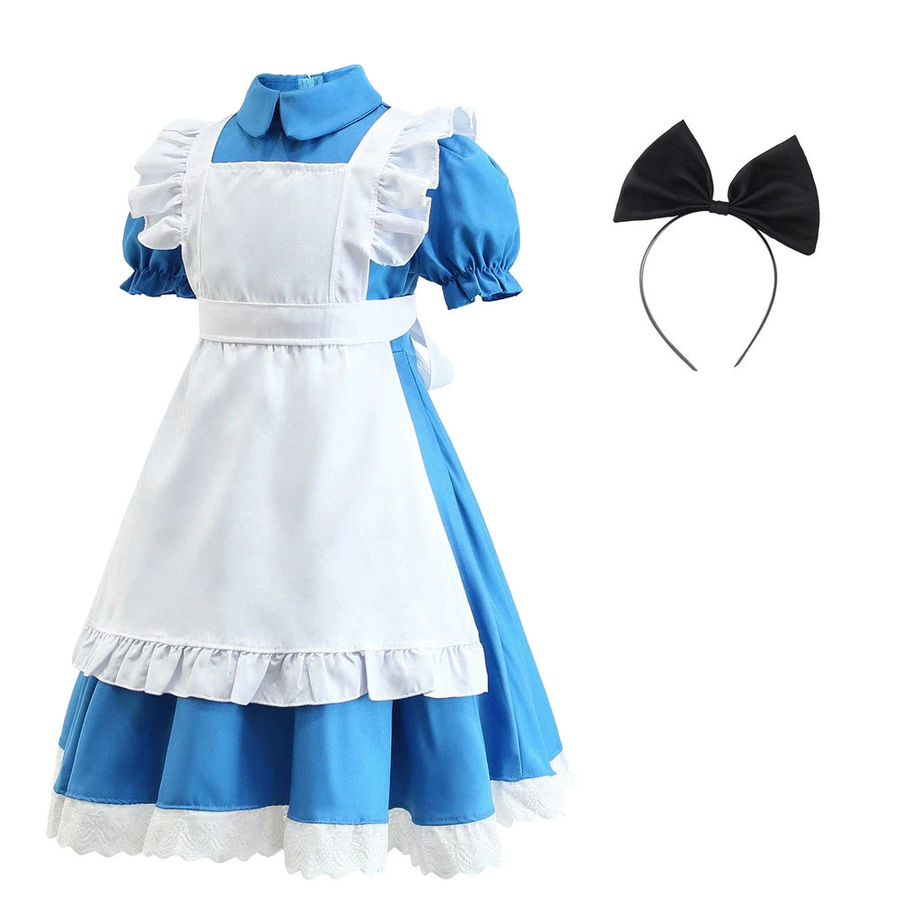 NovibebeCo. Girls Alice in Wonderland Halloween Costume - Blue Lolita Maid Dress