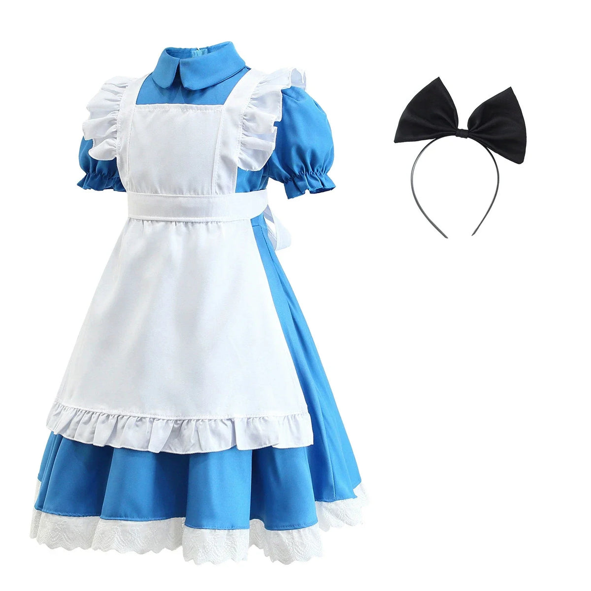 NovibebeCo. Girls Alice in Wonderland Halloween Costume - Blue Lolita Maid Dress