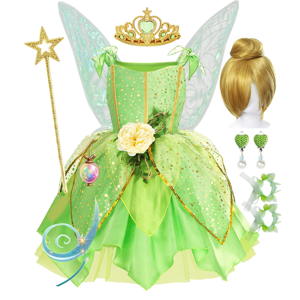 NovibebeCo. Girls Green Fairy Princess Halloween Costume with Wings