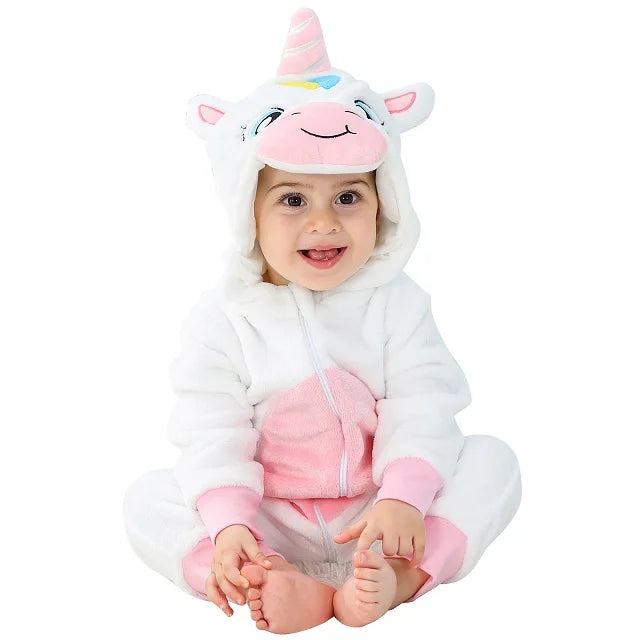 NovibebeCo. Baby Animal Hooded Flannel Halloween Jumpsuit - Panda, Tiger, Duck & More