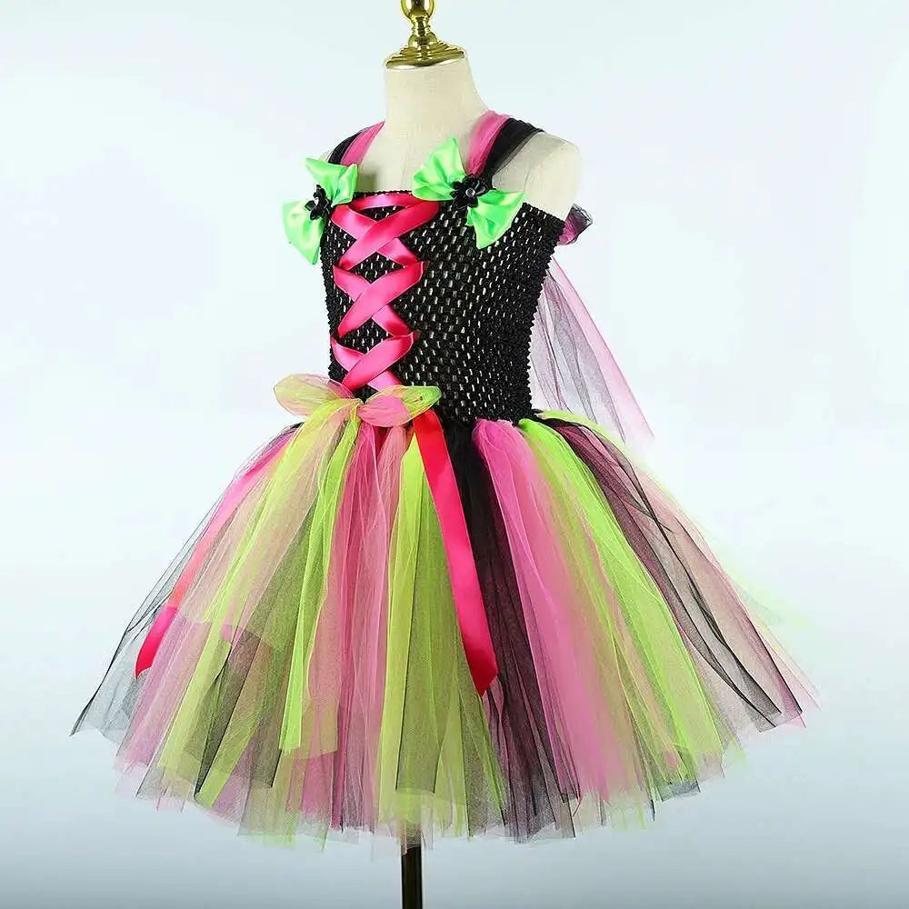 Girls’ Witch Halloween Costume with Hat & Broom
