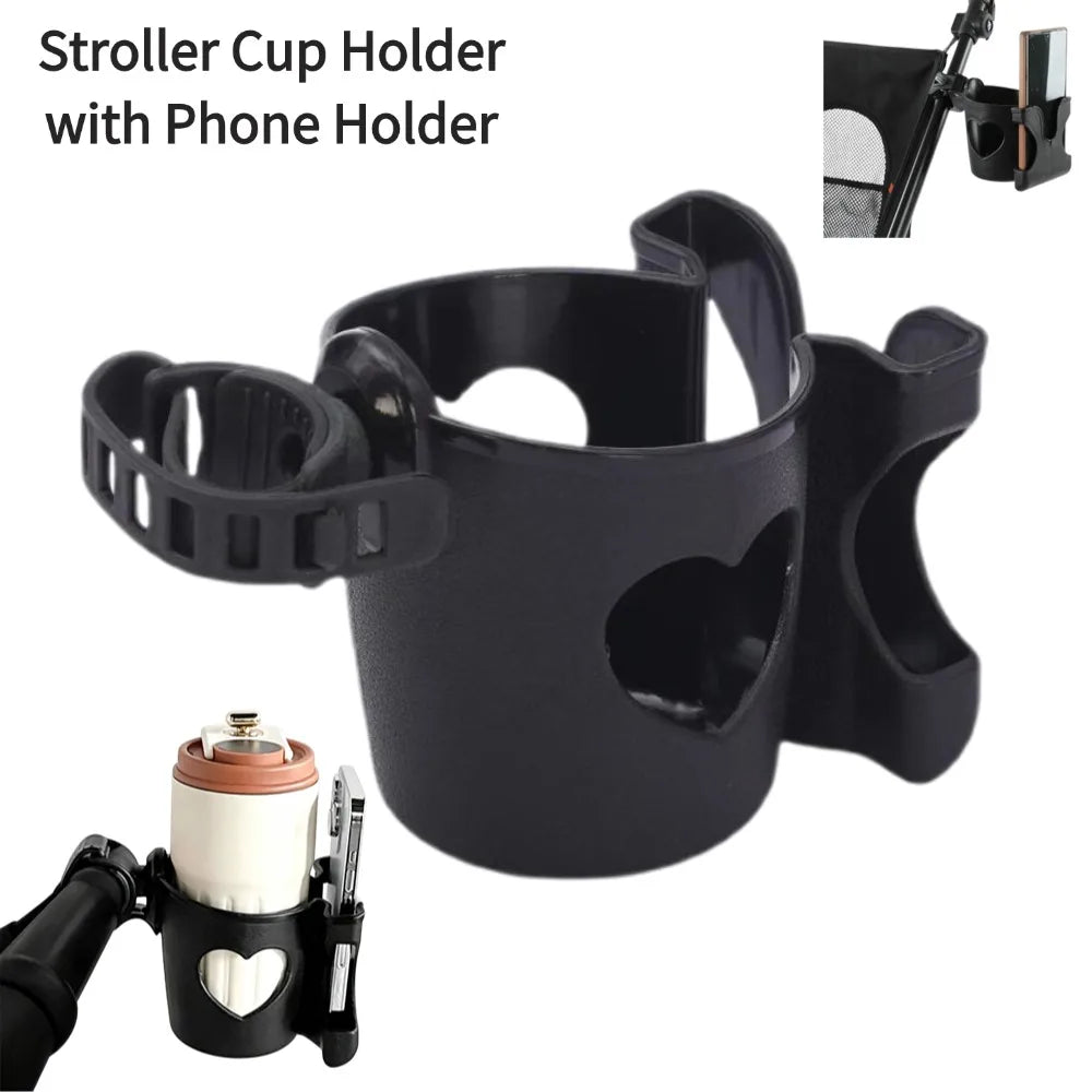Bike Cup Holder Baby Stroller Rotating Water Cup Holder Portable 2-in-1 Phone Holder Bicycle Storage Cup Holder for Infant Carri