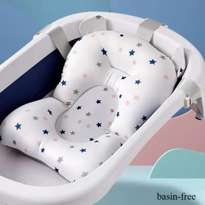 Baby Bathtub Pad Ajustable Bath Support Seat Mat Shower Cushion Newborn Foldable Baby Bath Seat Floating Security Water Pad