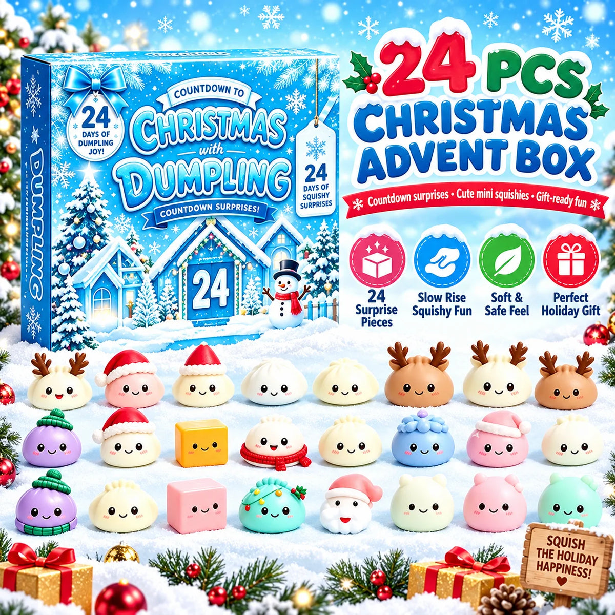 Christmas Squishy Advent Calendar - 24 Day Mystery Blind Box