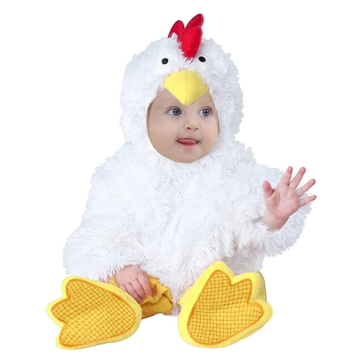 NovibebeCo. Baby Chicken Costume 3-Piece Set - Fleece Romper, Hat & Pants