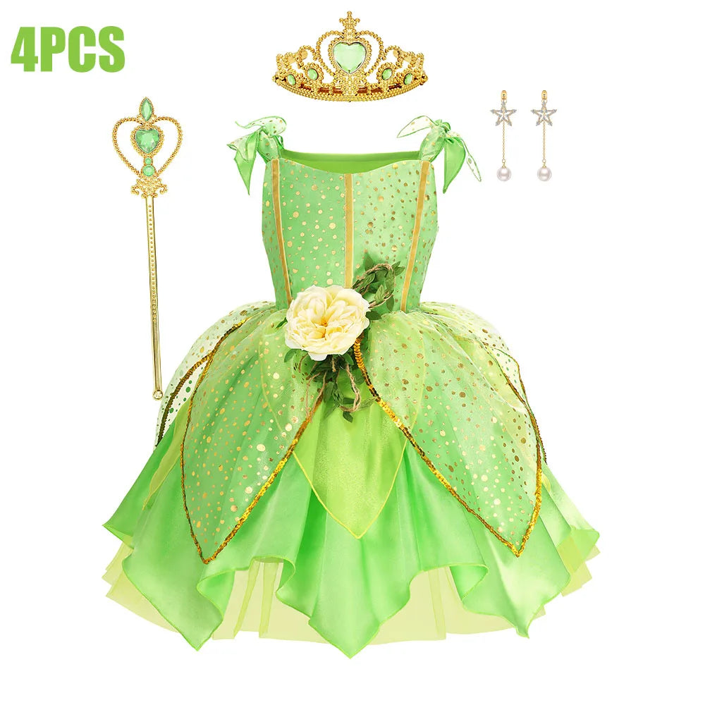 NovibebeCo. Girls Green Fairy Princess Halloween Costume with Wings