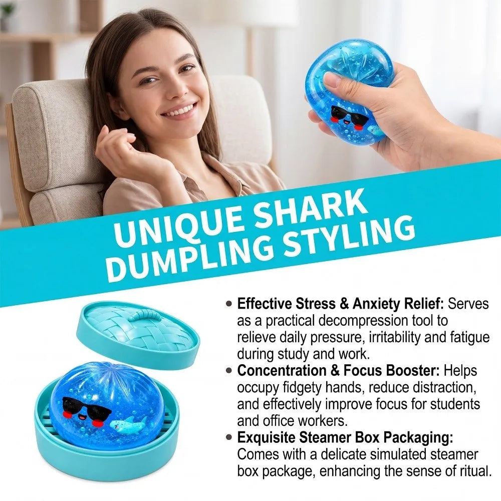 Glitter Shark Dumpling Squishy Toy - Soft Slow Rebound Fidget
