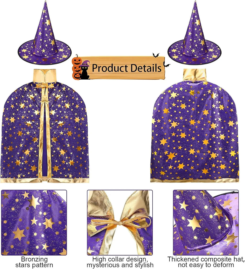 Kids’ Witch Cloak & Hat Costume Set, 2-Pack