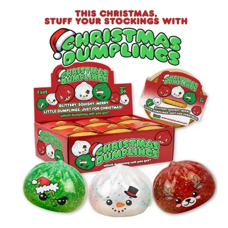 Christmas Dumpling Squishy Toy - Snowman, Elk & Santa (Boxed)